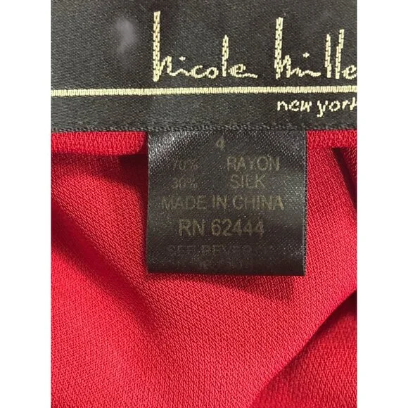 Nicole Miller Silk Burnout Floral Maxi Dress Burgundy Spaghetti Strap XS - Picture 8 of 10